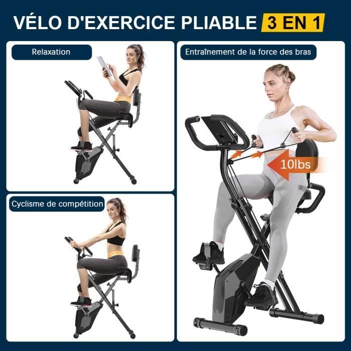 Vélo d'exercice cardio training avec console LCD et volant d