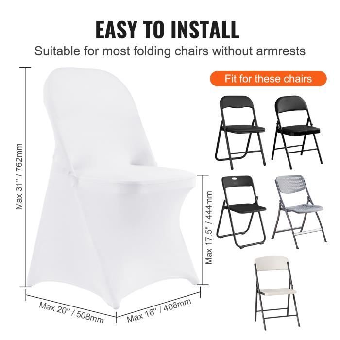 Housses De Chaise Pliante VEVOR - Lot De 30, élasthanne Blanc Ivoire