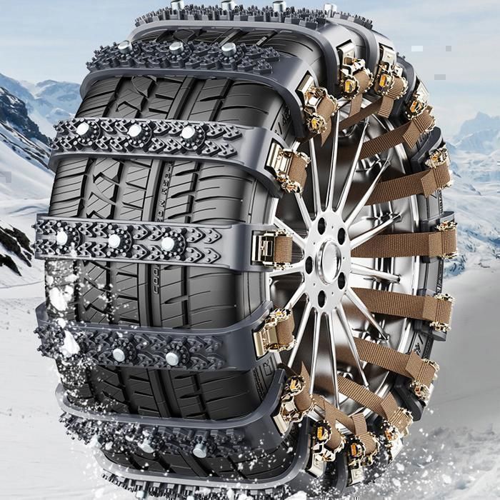 Chaînes à Neige Réglables Pour Pneus Voiture - 10 Pièces Antidérapantes Nylon, Pour Glace, Neige, Boue - 8