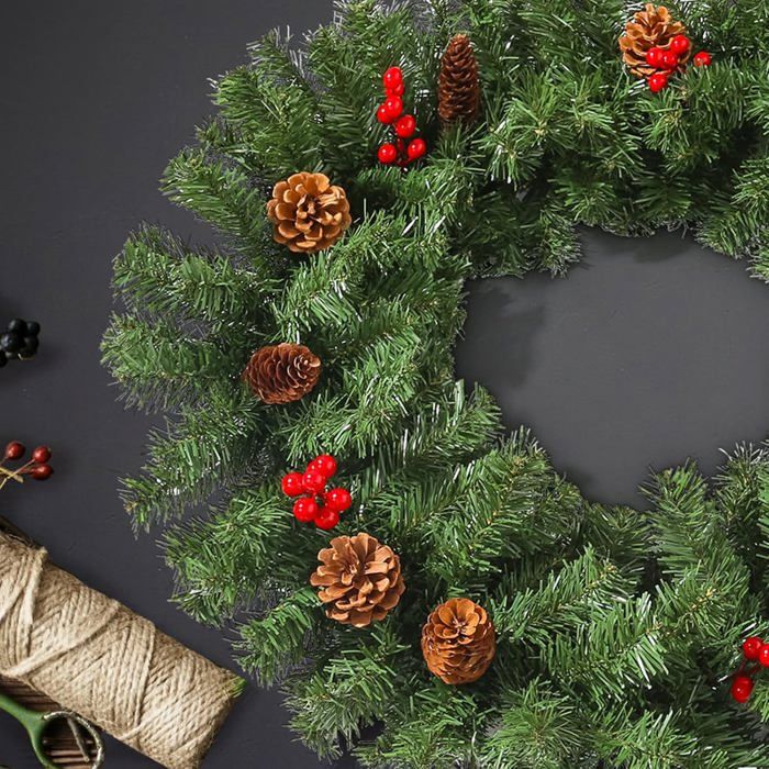 Guirlande De Noël De 45 Cm D'épaisseur Décoration Branches De Sapin Vertes Avec Neige Artificielle - Guirlande De Sapin - Noël, Extérieur, Intérieur