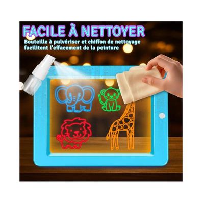 Tavoletta Grafica Bambini Tablette Lumineuse Dessin Enfants LED - 30x20cm, 7 Couleurs | Effaçable, Support Réglable | Pour Deco Chambre Et Bureau Table Lumineuse Montessori Ikea
