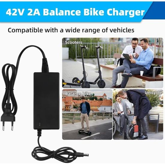 Chargeur Universel 42V 2A Pour Trottinette électrique – 6 Connecteurs (DC, RCA, XLR, Aviation) – Protection Contre Surcharges