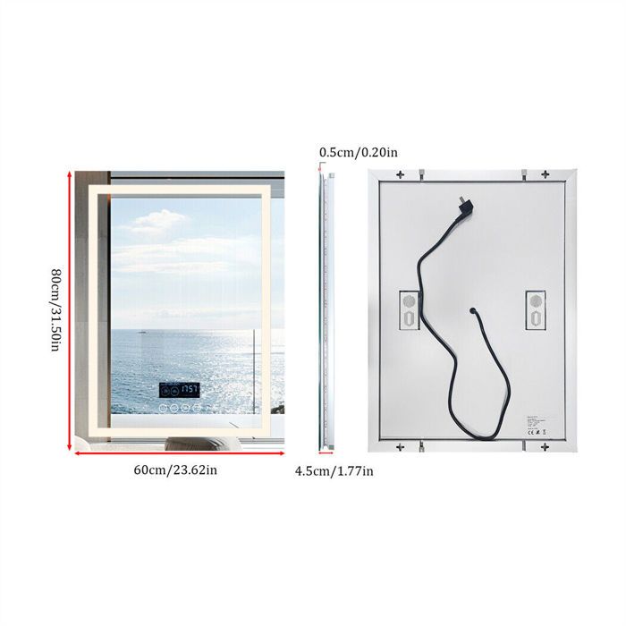 Miroir Salle de Bain Rond 80x100 cm - LED, Bluetooth, Température, Désembueur, Éclairage, Tactile, 6 Réglages
