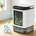 Refroidisseur d'air - Mini Climatiseur portable - 900ML - 3 vitesses - Feuilles en haut et en bas - Silencieux -Veilleuse 7 couleurs