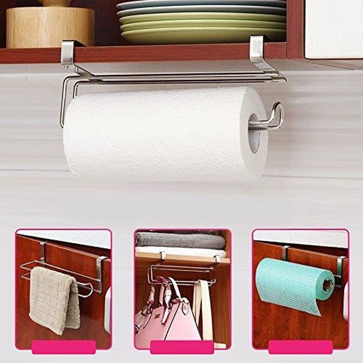 Support Papier Essuie Tout Acier Inox Sans Installation Porte