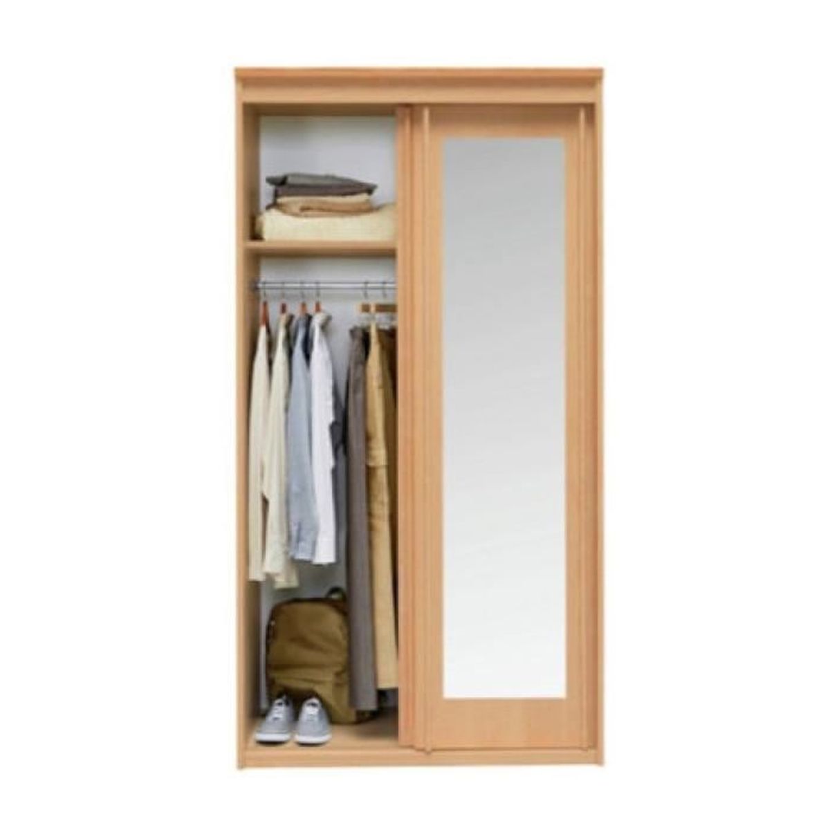 Armoire 2 Portes Miroir Effet Hetre Terre De Nuit Achat Vente Armoire De Chambre Armoire 2 Portes Miroir Effet Cdiscount