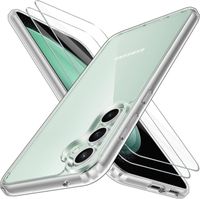 Coque Pour Samsung Galaxy S23 FE 4G/5G + 2x [Verre de Protection] Bumper Souple Silicone TPU Transparent Antichoc - New&Teck
