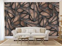 Papier peint panoramique 3D imitation bois métal papier peint intissé 3D décoration murale moderne 400 cm x 280 cm personnalisable