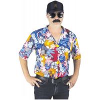 Chemise de Magnum - PARTY PRO - Homme - Bleu - Tissu à motifs de fleurs - Fête déguisée