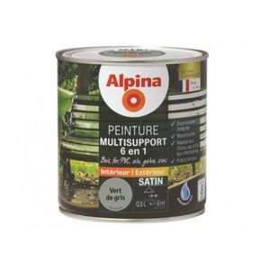 PEINTURE - VERNIS ALPINA - Peinture Alpina Multisupport 6 en 1 Satin 0,5L - Couleur:Vert de gris finition:Satinée