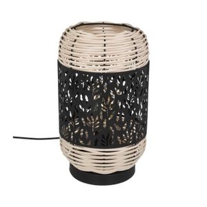 LAMPE A POSER Atmosphera - Lampe à  poser en Rotin et métal Noir H 30 cm