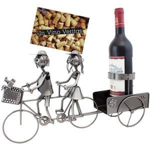 BRUBAKER - Porte-Bouteille de vin & 3 Porte-Verres - Couple à Moto - Art  Mural 3D / Métal - Carte de vœux Incluse - Idée Cadeau Originale - Objet