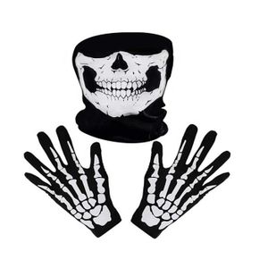 MELOP Gants demi-doigts unisexes avec motif squelette qui brillent dans le noir Halloween