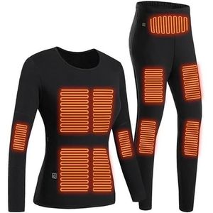 sous Vetement Thermique Homme Femme sous-Vêtements Chauffants Électriques  USB T-Shirts et Pantalons à Manches Longues Hiver Chaud pour Ski Chasse Moto  Batterie Non Incluse,Women Black,S : : Mode