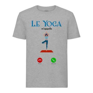 T-SHIRT T-shirt Homme Col Rond Gris Le Yoga M'Appelle Zen 