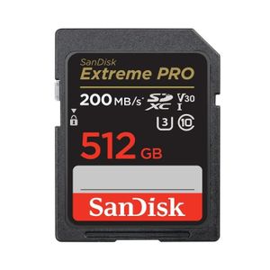 CARTE MÉMOIRE SanDisk SD Carte Mémoire 512Go Extreme Pro SDHC SD