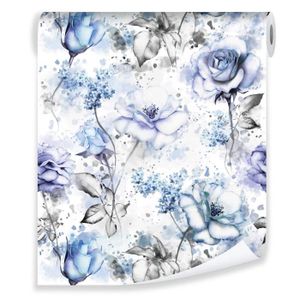 Toile la fresque papier peint papier peint bleu rose fleurs plantes brillant 3fx2496vep