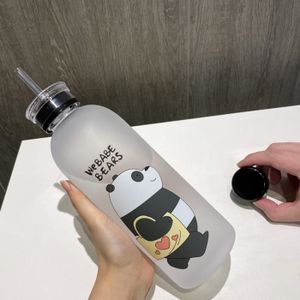 Mignon Panda 500 ml Plastique Sports d'eau boissons Déjeuner Bouteille Avec Paille BNWT 