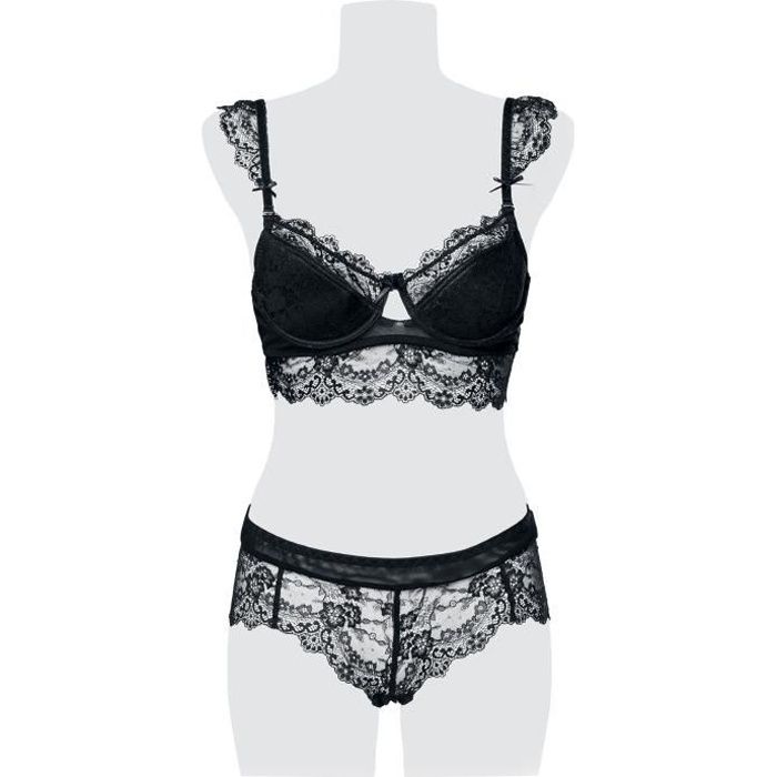 Grey Velvet Ensemble Lingerie 2 Pièces En Dentelle Femme Sous-vêtement noir  Noir - Cdiscount Prêt-à-Porter