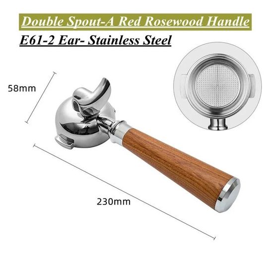 KNODOS Porte-filtre sans fond de 54 mm compatible Breville avec poignée en palissandre et panier KNODOS Porte-filtre sans fond de 54 mm compatible Breville avec poignée en palissandre et panier