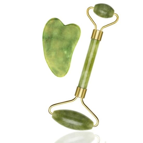 Rouleau De Massage Facial En Pierre De Jade - Double Rouleau, Sans Marque, Neuf, Fabriqué En Chine