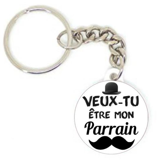 Demande Parrain Porte-Clés Parrain Gravé - Cadeau Baptême Homme - Acier Inoxydable - Message Personnalisé Bijou Parrain Acier Inox