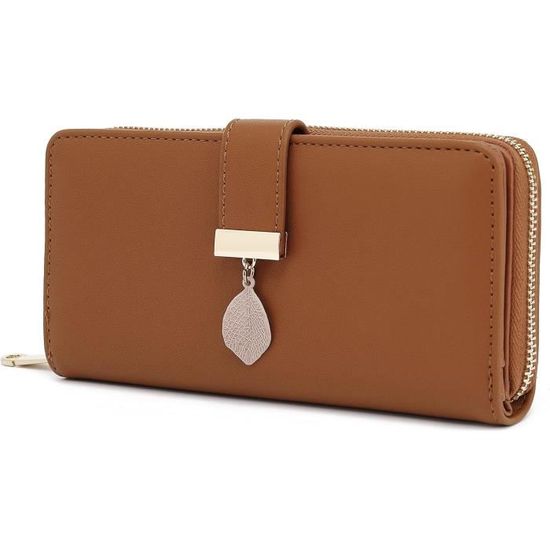 Portefeuille Femme Grand Format En Cuir Vegan - Avec Dragonne Et Protection RFID - Plusieurs Couleurs