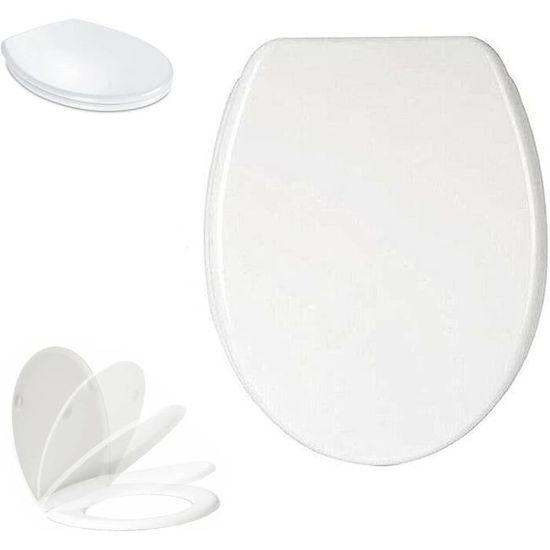 Abattant WC Soft-close Blanc - Charnières Métalliques, Support 150 Kg - Forme O 44,6x37,2 Cm - Installation Facile