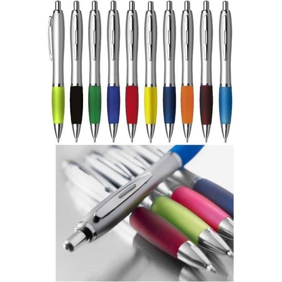 Lot De 10 Stylos à Bille Antidérapants Libetui - Mine Bleue, Prise Ergonomique - Neuf Avec étiquettes