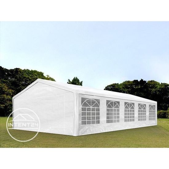 Tente de réception TOOLPORT - 5x10m - Blanc - PE 180g/m² - Imperméable