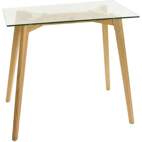 Table console - Vidal - Rectangulaire 80 cm - Bois et Verre - Marron