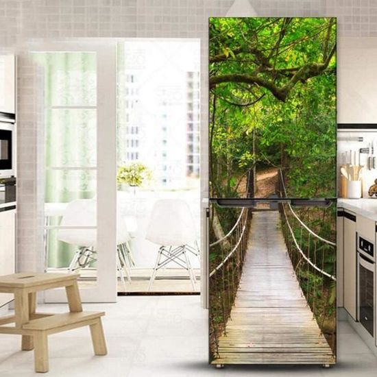 Stickers Adhésifs Frigo - Revêtement Complet Porte - Déco Cuisine Style Bois - 3 Tailles