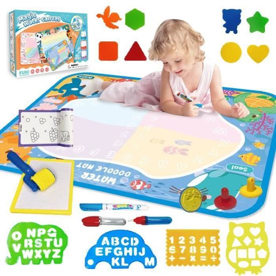 LEcylankEr Water Doodle Mat Tapis de peinture à l'eau XXL 120 x 90 cm pour enfant de 2 à 7 ans