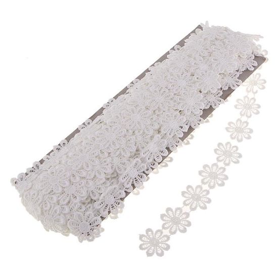 Ruban Dentelle Blanc Ruban En Dentelle Vintage De 10 Yards × 3 Cm, Ruban Décoratif En Coton, Pour Couture, Bricolage, Décoration De Noël, Décoration De Mariage, Bleu Gris Ruban Dentelle Fleur Dorée