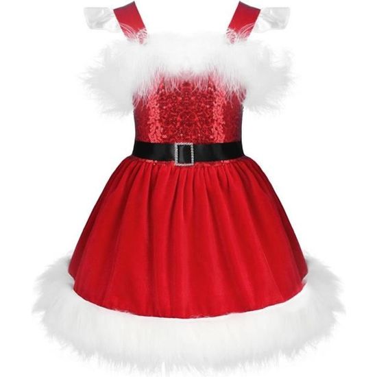 Iixpin Bébé Fille Robe Noël Déguisement Mère Noël Tutu Robe Princesse