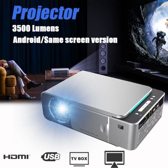 T6 Mini Vidéoprojecteur LCD 1280P HD 3500Lumens bluetooth WIFI USB HDMI VGA 1 + 16G Android Version