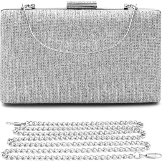 NICOLE & DORIS Femme Pochette De Soirée Luxe - Petit Sac à Main Mariage Strass Avec Chaîne Noir