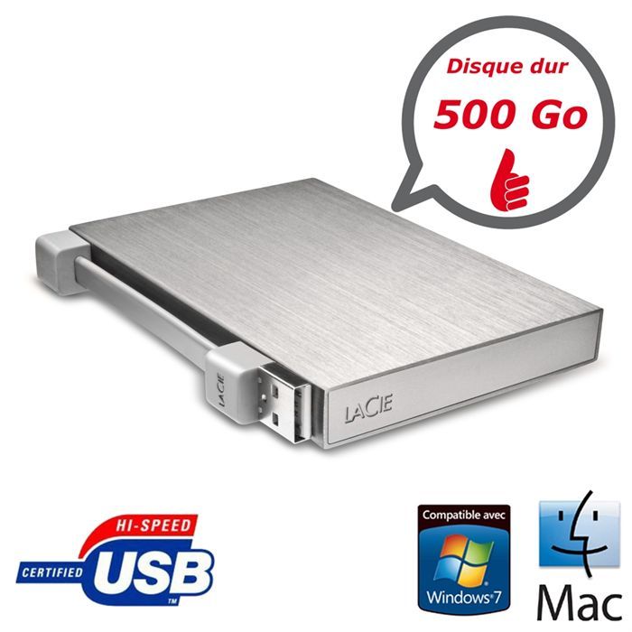 LaCie Rikiki Go Disque dur 500 Go externe portable USB 2.0 - vue 5