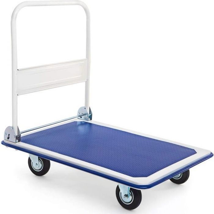 Chariot Plateforme Pliable de Transport à 4 Roues pour Entrepôt de Déménagement,Capacité de Charge 300 KG,90 x 61 x 88 CM