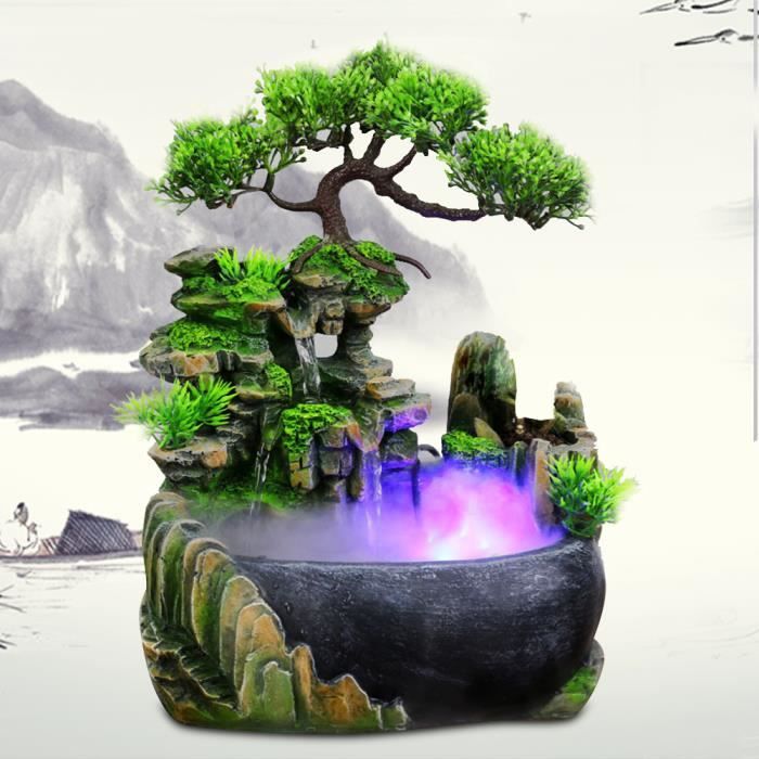 Fontaine de bureau en cascade avec changement de couleur Led éclairage Zen méditation cascade-XIU