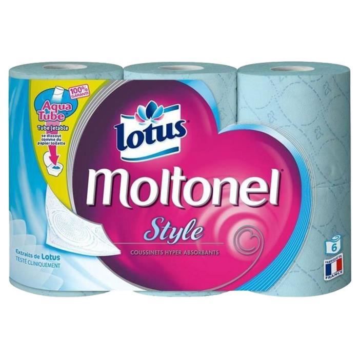 Lotus Moltonel Style Blanc Bleu 6 Rouleaux (lot de 3)