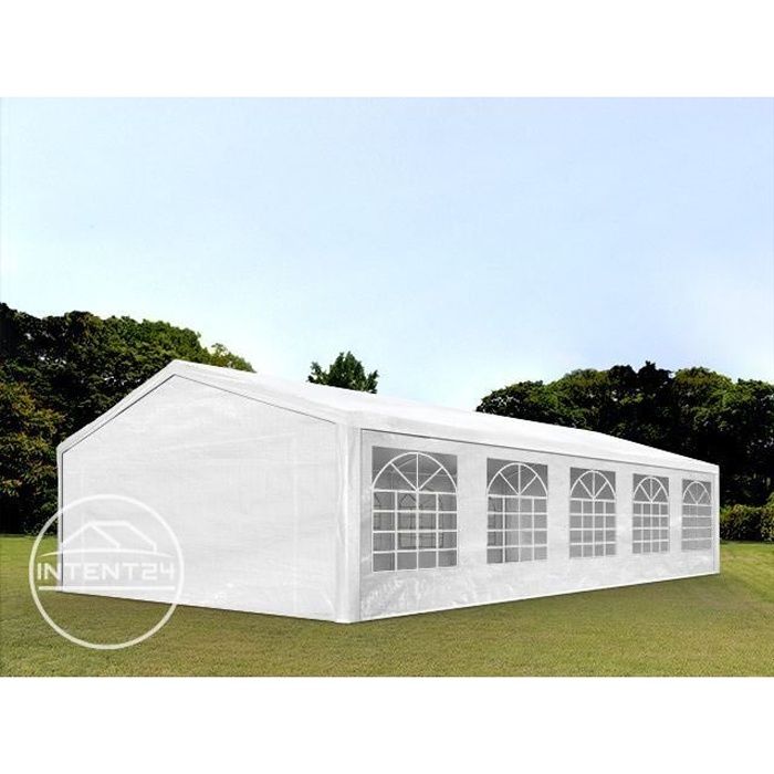 TOOLPORT tente de réception 5x10 m tonnelle barnum PE env. 180g/m² blanc imperméable 5x10m