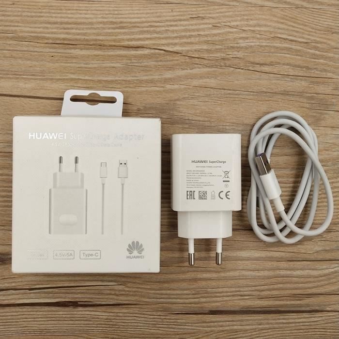 Chargeurs,Huawei 5V 4.5A USB Super chargeur suralimentation 5A Type C câble pour Mate 10 20 30 Pro P40 - Type white-EU set with box