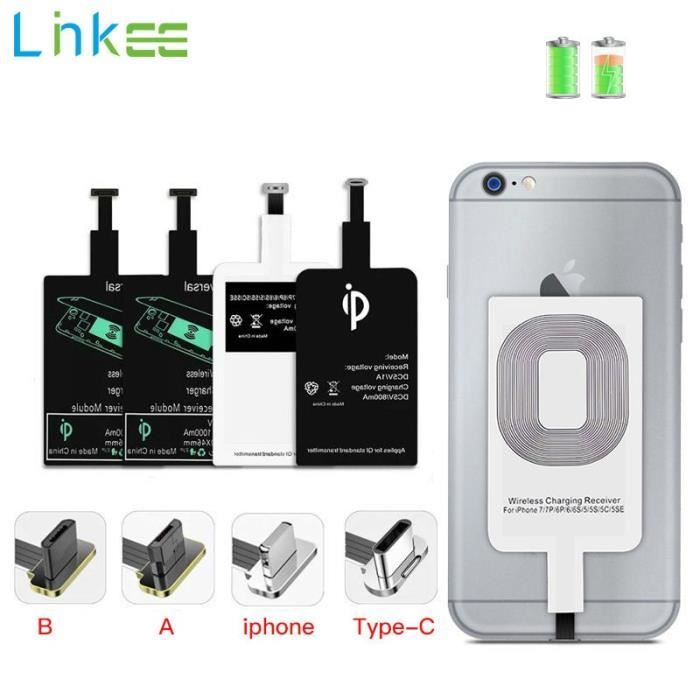 Chargeurs,Support De Chargement Sans Fil Qi Récepteur Pour Micro USB Type C iPhone 6 7 Plus Rapide Universel - Type For Type A