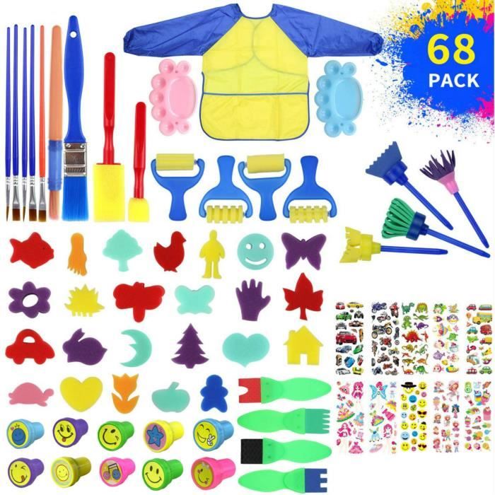 Art DIY Set de Peinture pour enfant à la Brosse éponge Ensemble d’outils de dessin pour l'éducation artisanaux bricolage Lavable