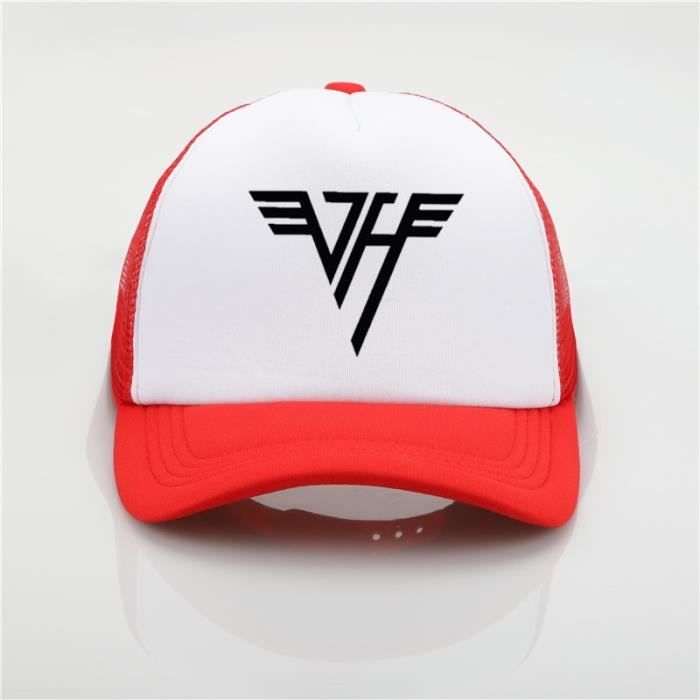 Van Halen casquette de baseball étudiant couples casquettes Van Halen LOGO maille casquette mode sol Rouge