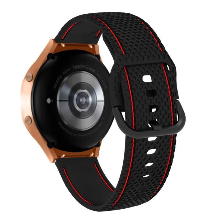 Bracelet pour Galaxy Watch 5 / 5 Pro / 4 Silicone Coutures Bicolore noir / rouge