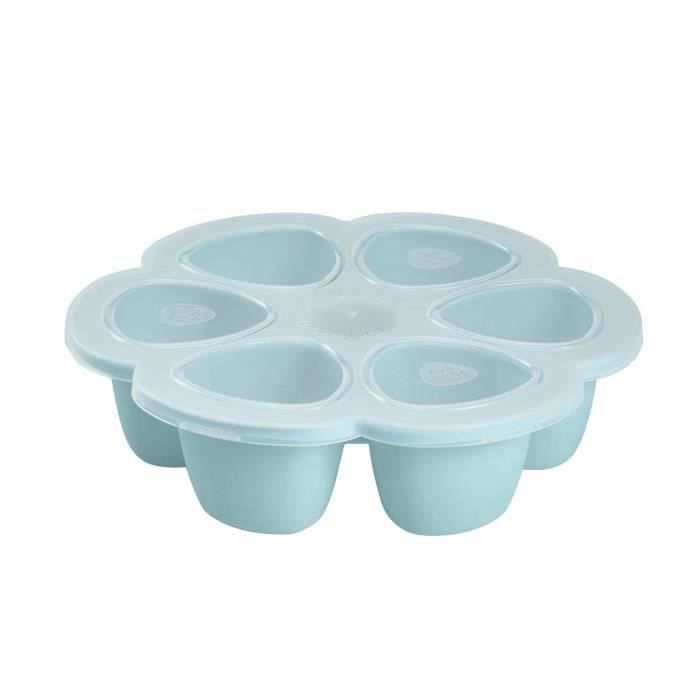 BEABA,Multiportions Silicone de qualité premium,Résistance thermique,6 alvéoles indépendantes,Fabriqué en Italie, 6x90 ml blue