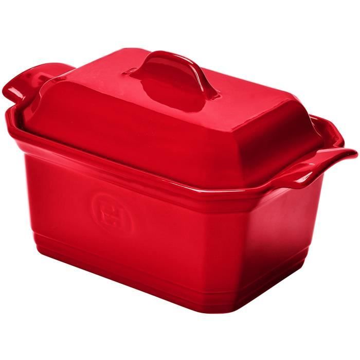 Emile Henry Eh349706 Terrine a Foie Gras 0,6 Litres Avec Presse Ceramique Rouge Rouge Grand Cru Rouge Grand Cru 19 X 12 X 10