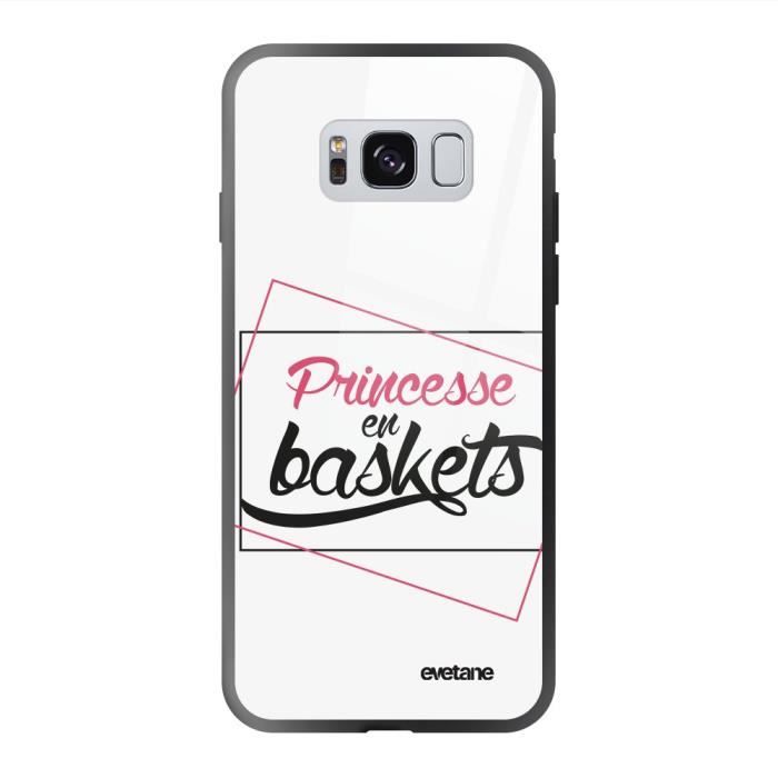Coque en verre trempé pour Samsung Galaxy S8 Princesse En Baskets Ecriture Tendance et Design Evetane.